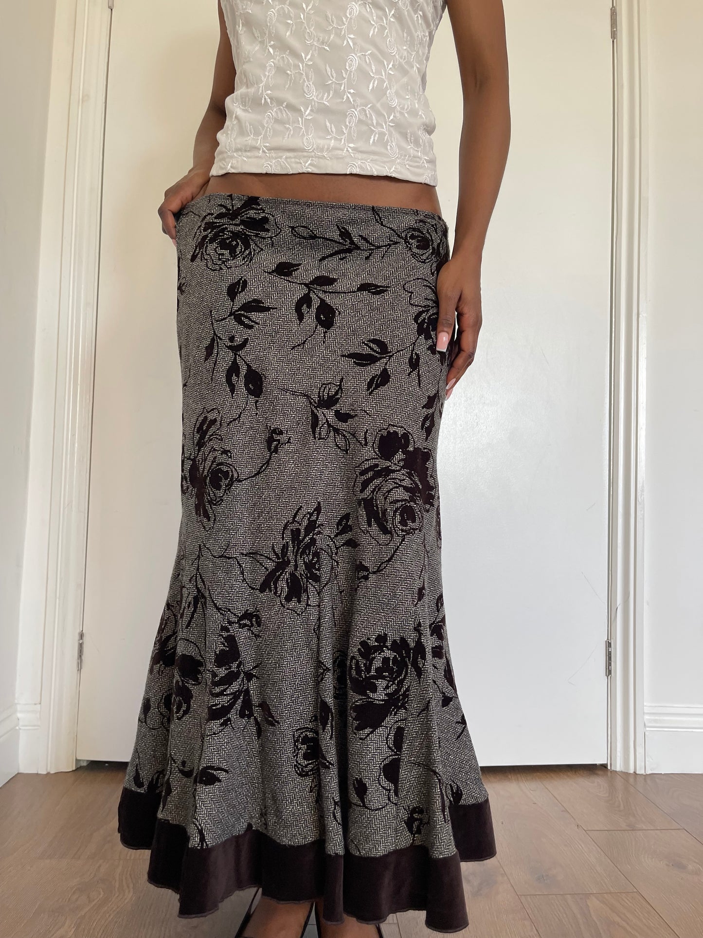 wool been whimsical vintage maxi skirt 16R