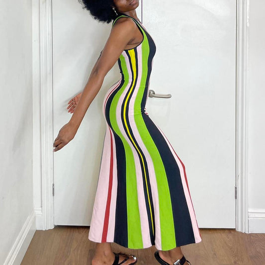 Multicolor Striped Maxi Dress