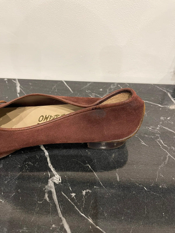 Brown Ferragamo flats