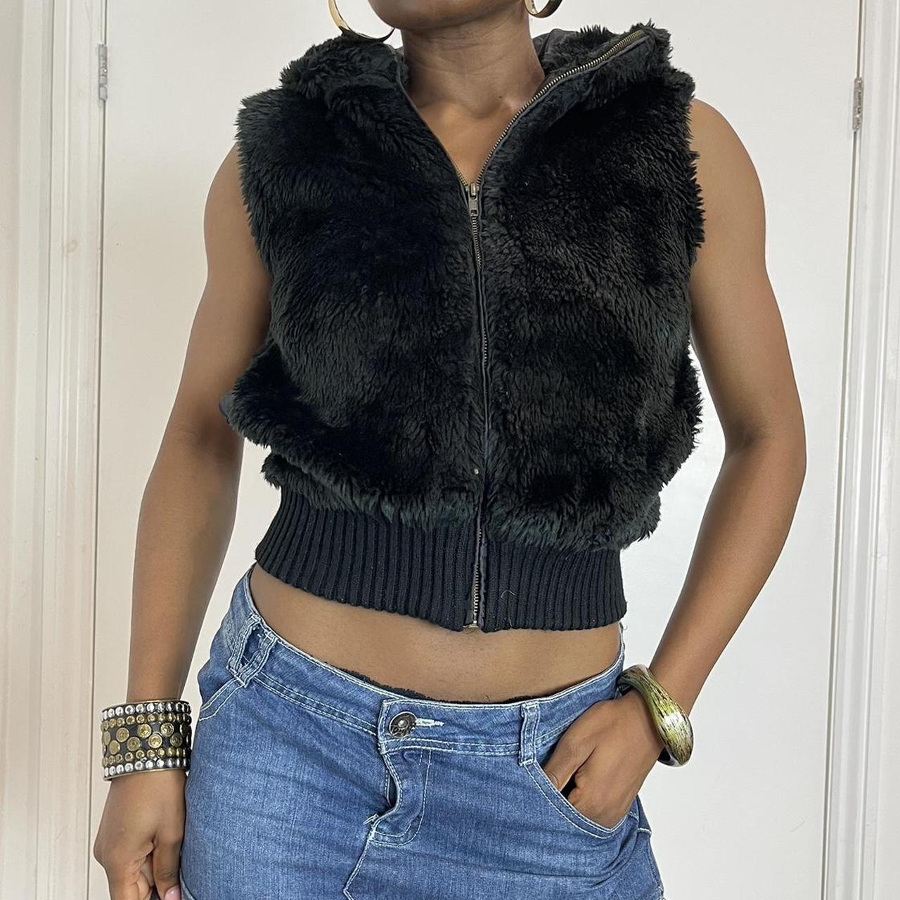 Black faux fur vest with zipper 8-10 uk