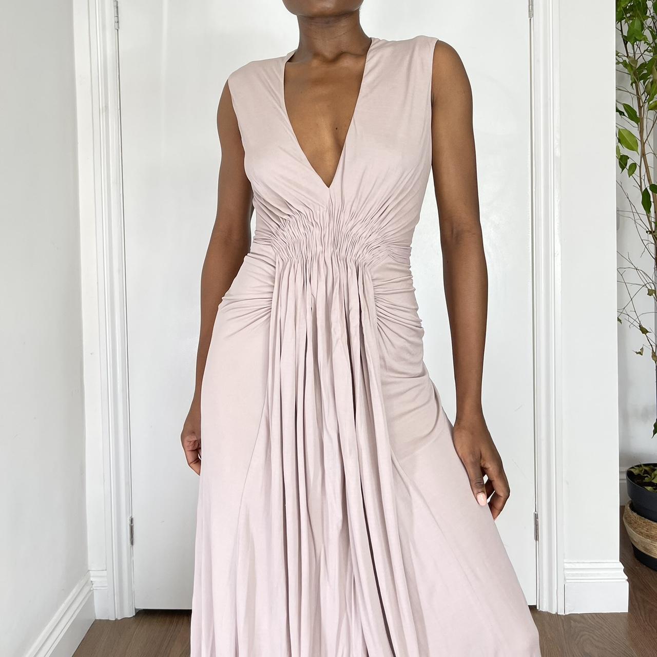 Deep V -neck Blush pink maxi dress