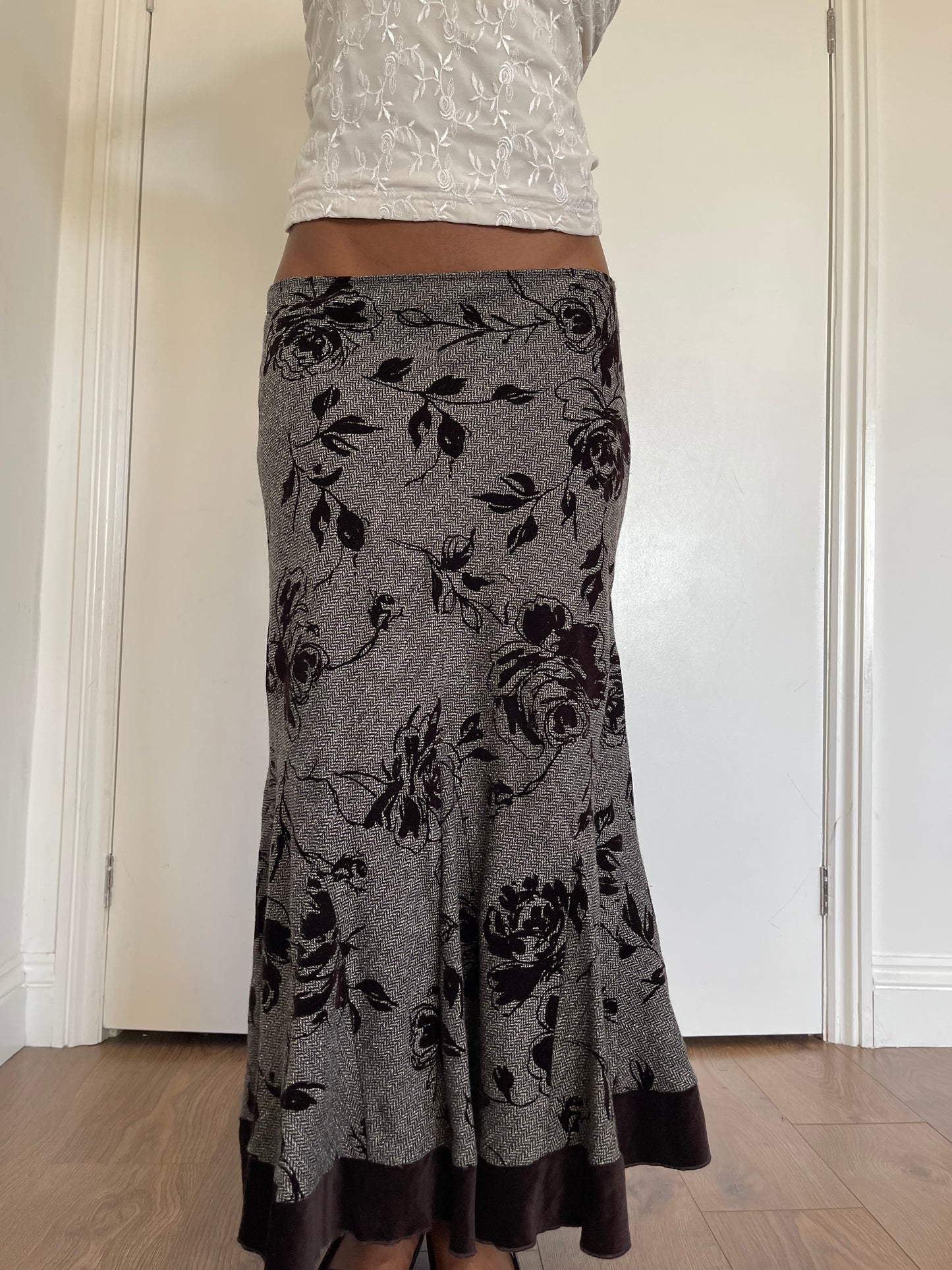 wool been whimsical vintage maxi skirt 16R