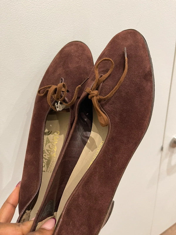 Brown Ferragamo flats