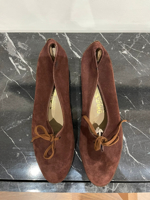 Brown Ferragamo flats