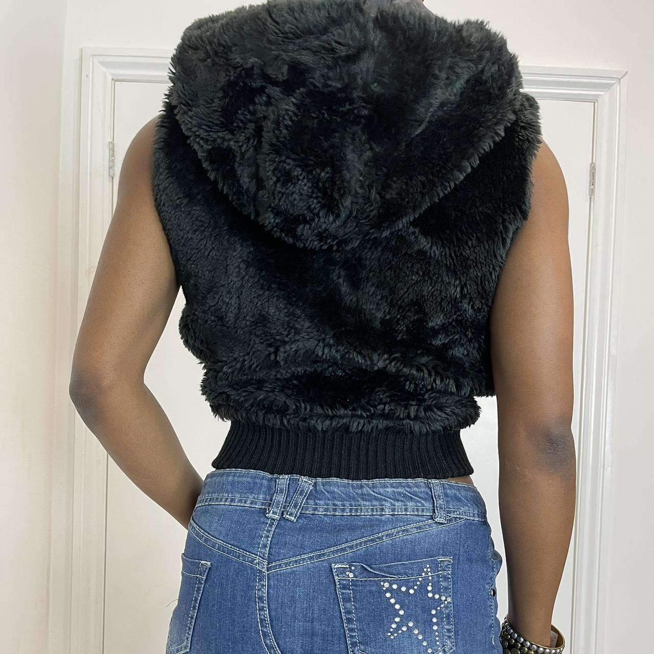 Black faux fur vest with zipper 8-10 uk