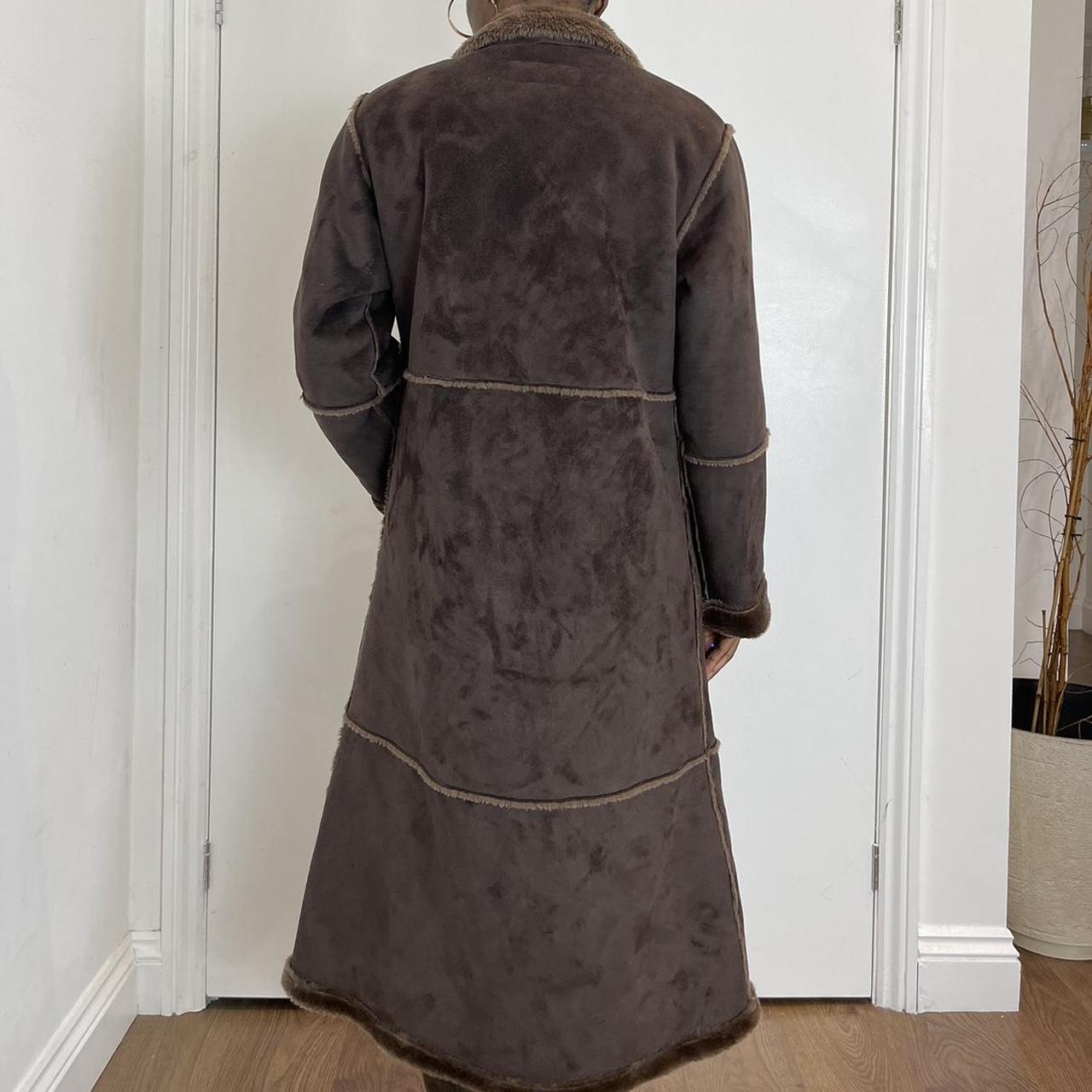 Brown faux fur lined oversized coat 10-12uk