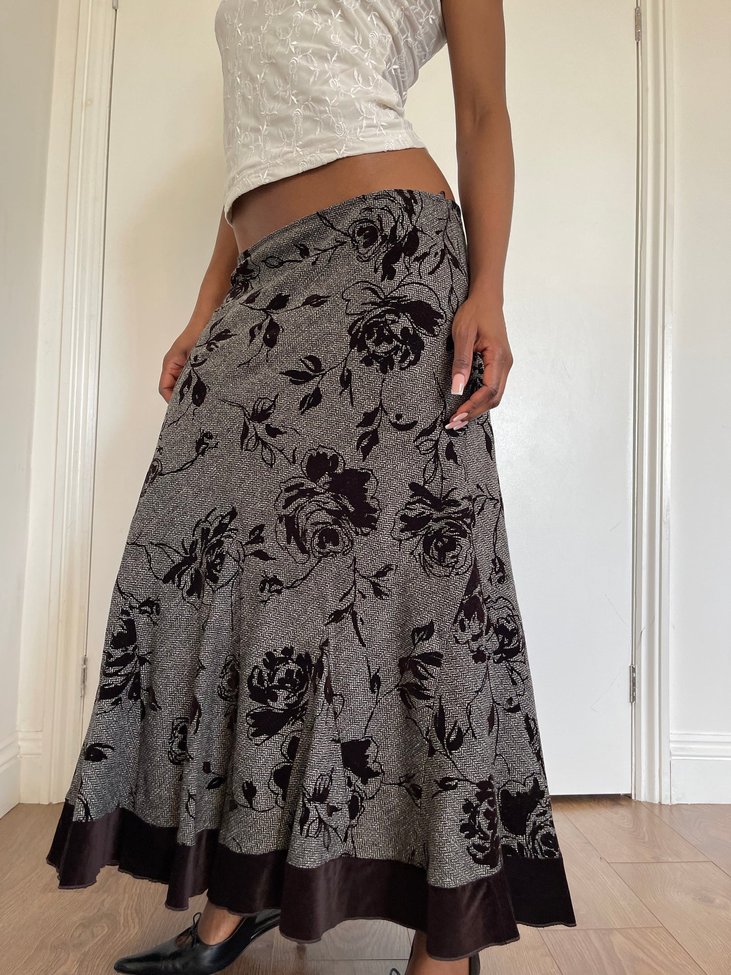 wool been whimsical vintage maxi skirt 16R