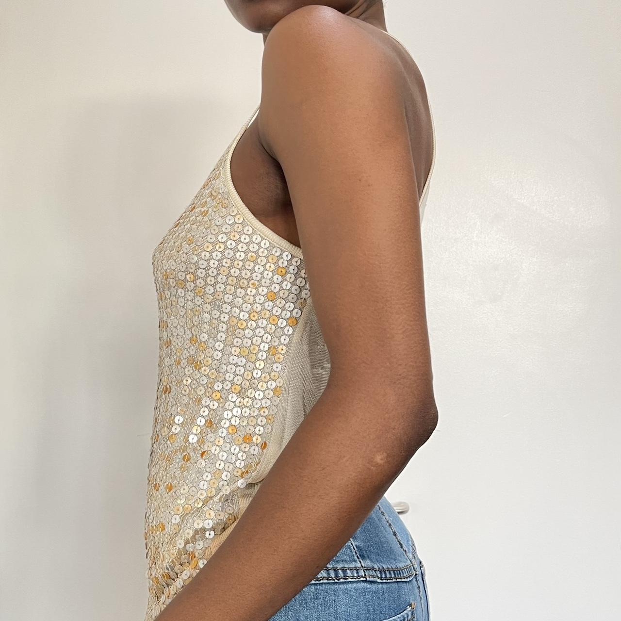 Gold Sequin shimmer spaghetti strap top 10uk