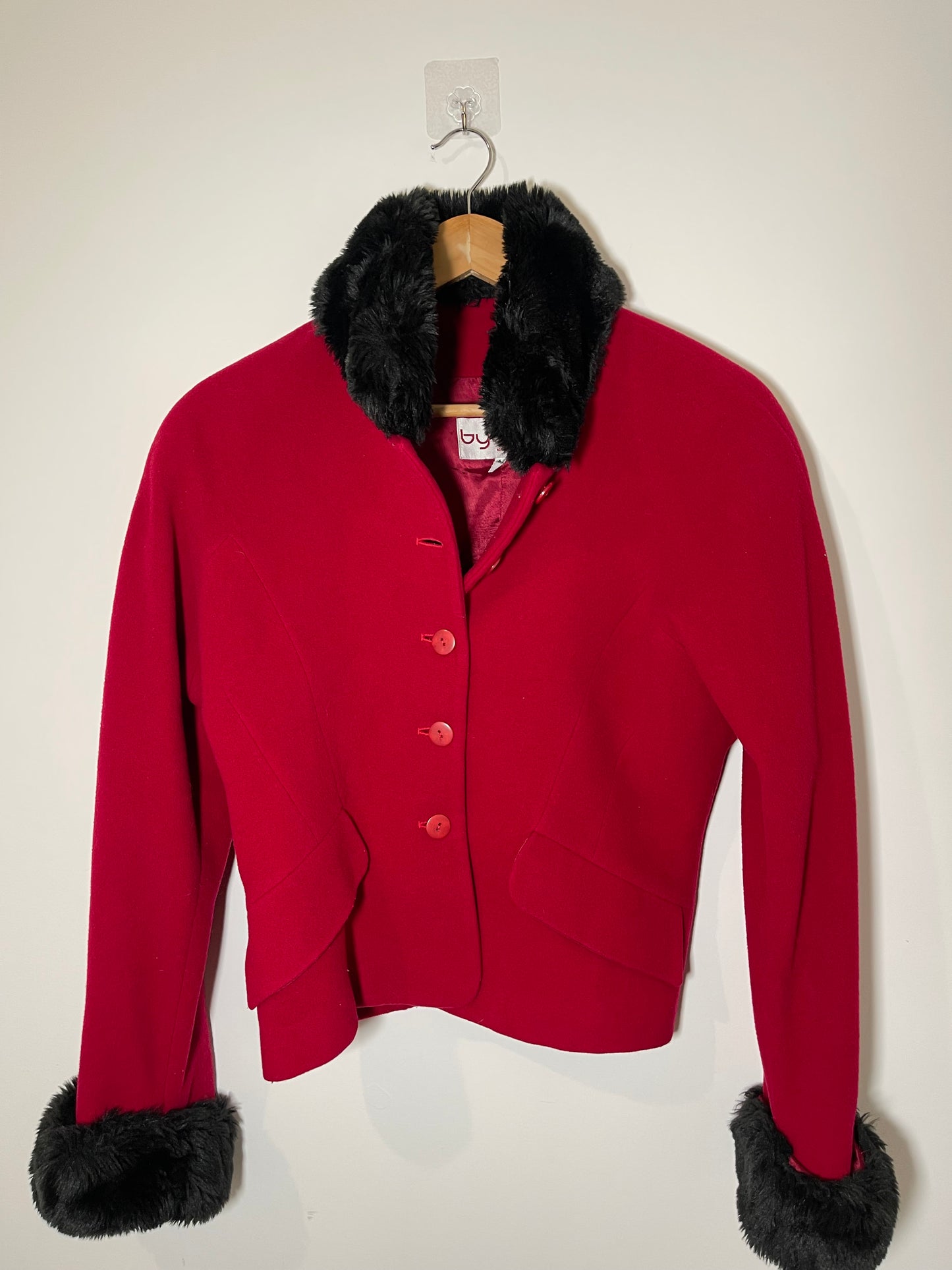 60's Red vintage Cashmere and wool jacket 44 IT 12 uK